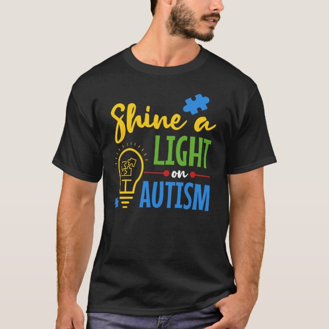 Camiseta Iluminar o Autismo Pai Aniversário (Frente)