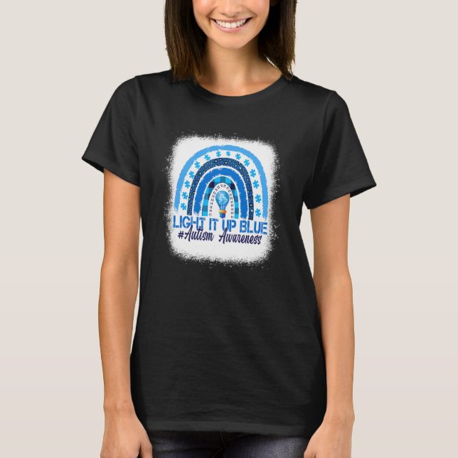Camiseta Ilumine de Azul Arco-íris Desbotado Conscientizaçã (Frente)