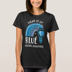 Camiseta Ilumine de Azul Mês de Conscientização do Autismo 