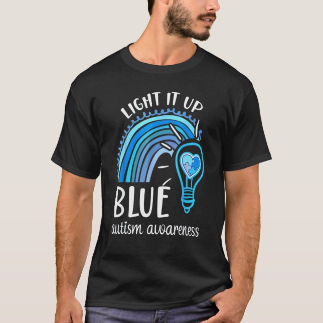 Camiseta Ilumine de Azul  Quebra-cabeça Arco-íris Conscient (Frente)