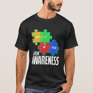 Camiseta Ilumine-o de Azul Puzzle Inspirador Conscientizaçã