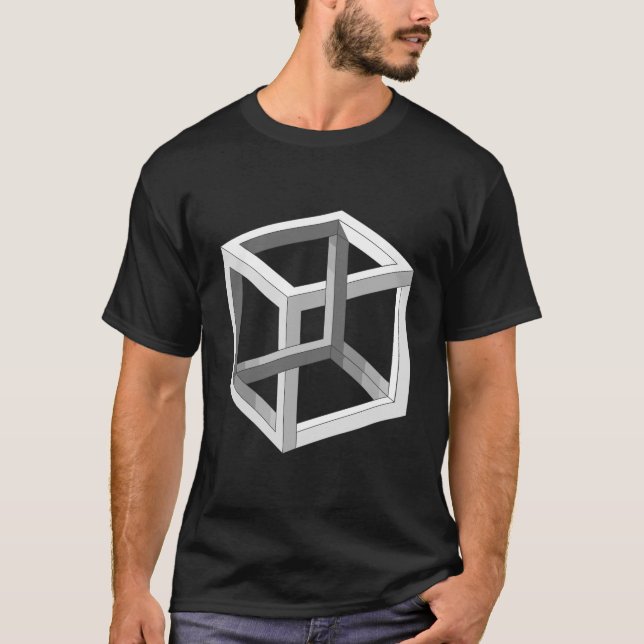 Camiseta Ilusão Óptica Cubo Irracional Cubo Impossível (Frente)