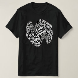 Camiseta Ilusão Óptica Preto e Branco Tipografia Cinética
