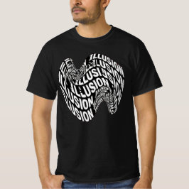 Camiseta Ilusão Óptica Preto e Branco Tipografia Cinética