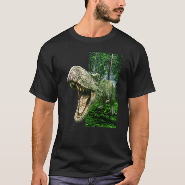 Camiseta Ilusões Ópticas Dinossauro Rex Para Homens Mulhere (Frente)