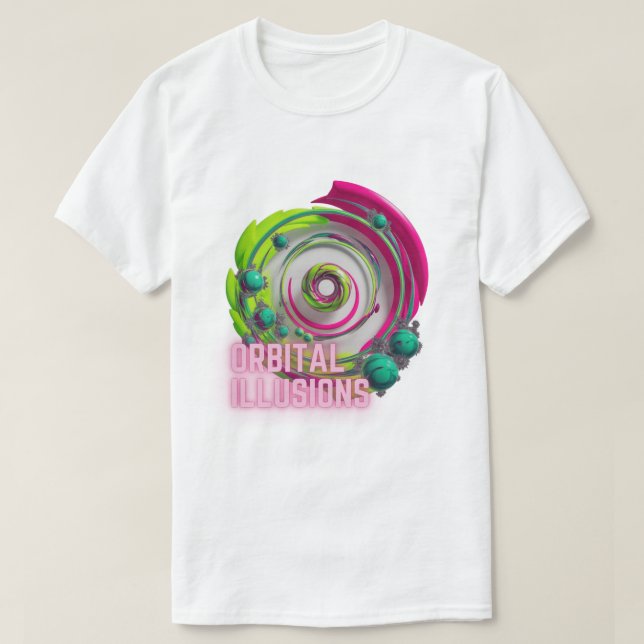 Camiseta Ilusões orbitais - Sonhos orbitantes (Frente do Design)