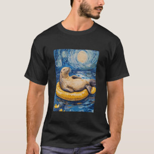 Camiseta Ilustração 1 do Leão-Marinho Noturno Estrelado
