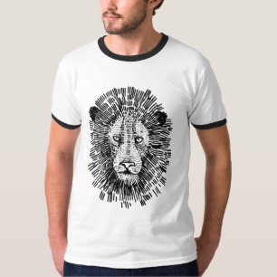 Camiseta Ilustração Abstrata de Rosto de Leão Ousado