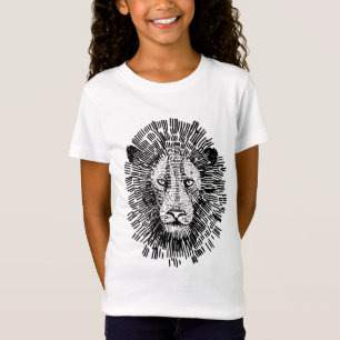 Camiseta Ilustração Abstrata de Rosto de Leão Ousado