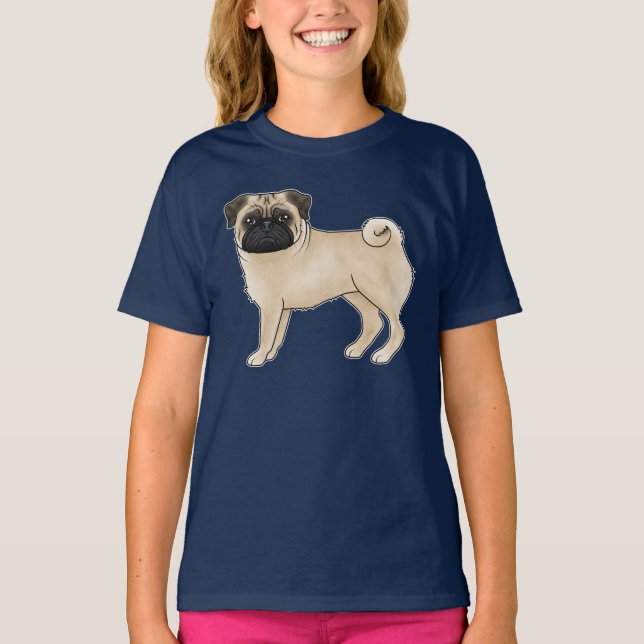 Camiseta Ilustração Adorable Pug Dog Breed Design Mops (Frente)