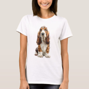 Camiseta Ilustração Adorável de Cachorrinho Basset Hound pa
