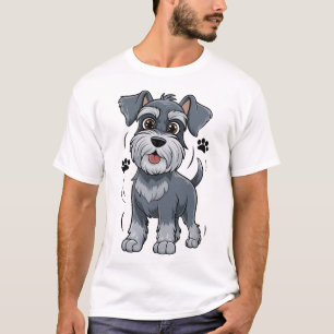 Camiseta Ilustração Adorável de Cachorrinho Schnauzer Com O