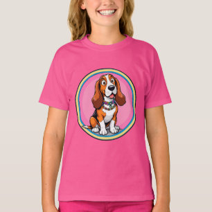 Camiseta Ilustração Adorável de Cachorro de Desenho Animado