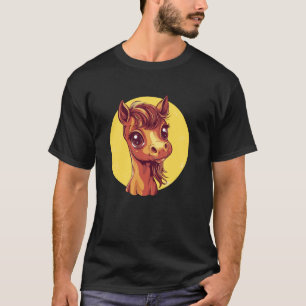 Camiseta Ilustração Adorável de Cavalo de Desenho Animado