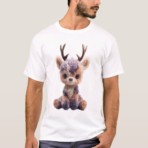 Camiseta Ilustração Adorável de Cervídeo Manchado de Pelúci