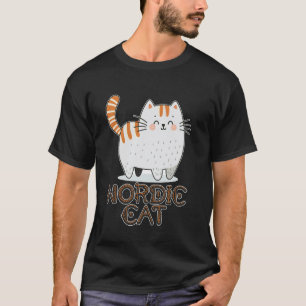 Camiseta Ilustração Adorável de Gato Nórdico Divertida