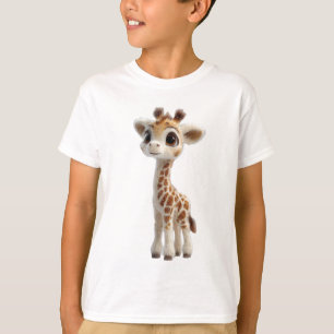 Camiseta Ilustração Adorável de Girafa Bebê para Crianças