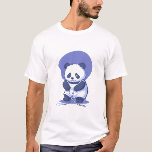 Camiseta Ilustração Adorável de Panda Sentado