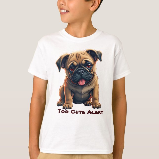 Camiseta Ilustração Adorável de Pug (Frente)