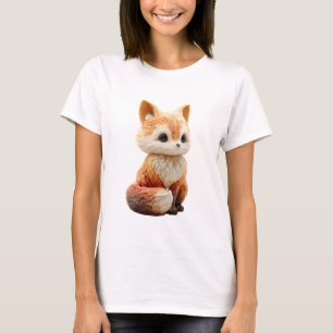 Camiseta Ilustração Adorável de Raposa Vermelha Chibi de Ol