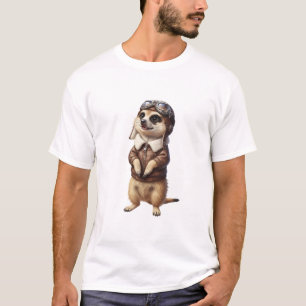 Camiseta Ilustração Adorável de um Suricata Aviador