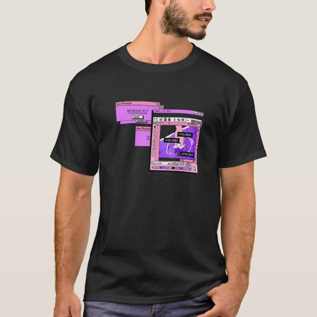 Camiseta Ilustração Aestética do Sad Browser de PC Vaporwav (Frente)