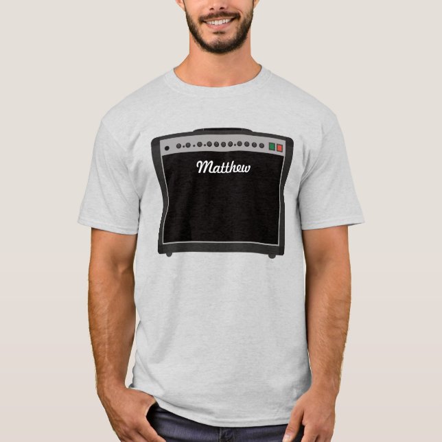 Camiseta Ilustração Amplificadora Personalizada para Músico (Frente)