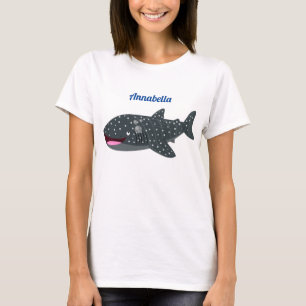 Camiseta Ilustração animada feliz de tubarão-baleia-branca