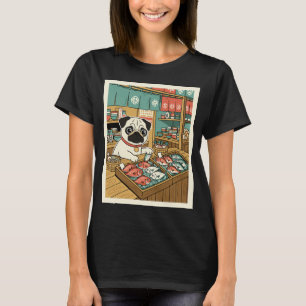 Camiseta Ilustração ao estilo japonês de mercado de peixes 