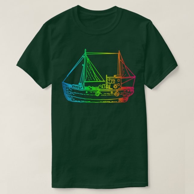 Camiseta Ilustração arco-íris de navio (Frente do Design)