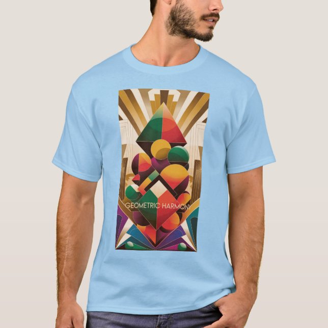 Camiseta Ilustração Art Déco Futurista Vibrante (Frente)