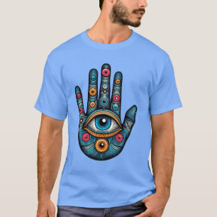 Camiseta Ilustração artística da Mão de Hamsa com olho