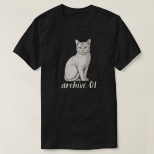 Camiseta Ilustração Artística de Gato Archive 01 Minimalist