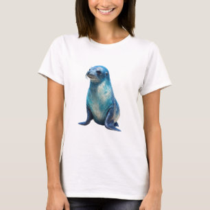 Camiseta Ilustração Artística de Mulheres com Selo Azul