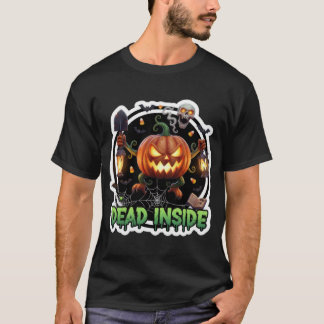 Camiseta Ilustração assustadora de jackolantern com lantern