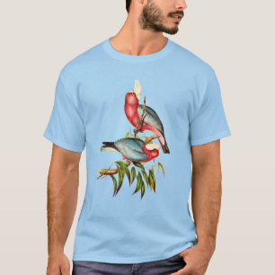 Camiseta Ilustração australiana de aves rosa e Cinza Galah