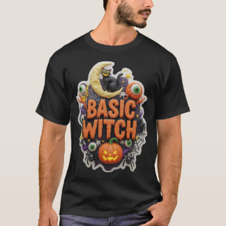 Camiseta Ilustração básica de bruxa alegre de Halloween
