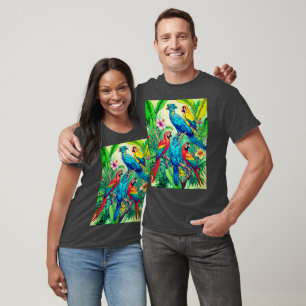 Camiseta Ilustração Botânica de Aves Tropicais