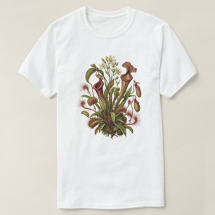 Camiseta Ilustração Botânica de Planta Carnívora Vintage
