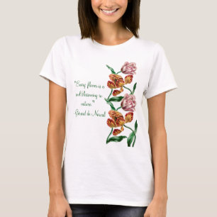 Camiseta Ilustração Botânica de Tulipas Vintage