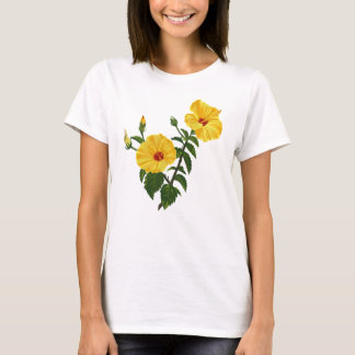 Camiseta Ilustração botânica do hibisco amarelo havaiano