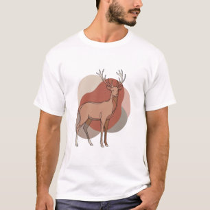 Camiseta Ilustração Botânica Minimalista de Veado de Outono