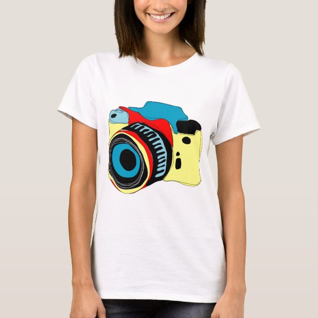 Camiseta Ilustração brilhante da câmera (Frente)