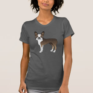 Camiseta Ilustração Brindle E White Boston Terrier Dog