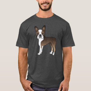 Camiseta Ilustração Brindle E White Boston Terrier Dog