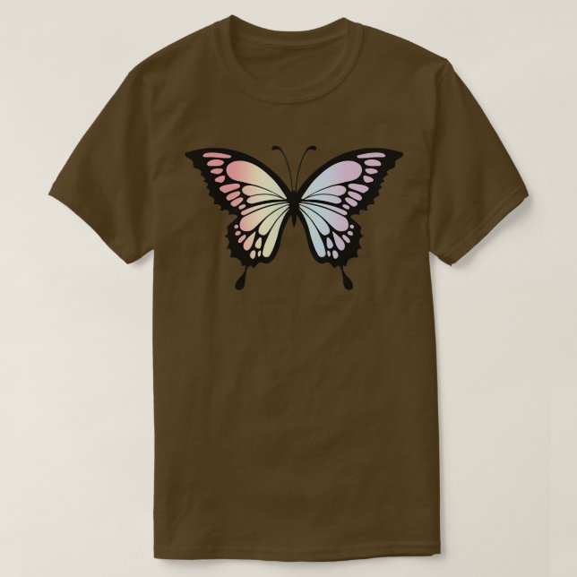 Camiseta Ilustração Butterfly Design Pastel Rainbow Detai (Frente do Design)