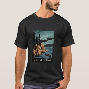 Camiseta Ilustração Cênica do Lago Superior Beleza Natureza