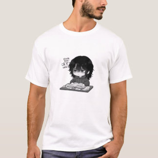 Camiseta Ilustração Chibi de Estudante Relacionável Estudan
