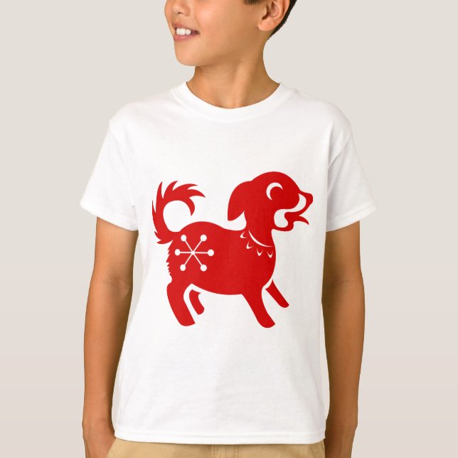 CAMISETA ILUSTRAÇÃO CHINESA DO CÃO PAPERCUT DO ZODÍACO (Frente)