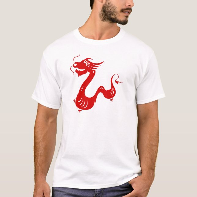 CAMISETA ILUSTRAÇÃO CHINESA DO DRAGÃO PAPERCUT DO ZODÍACO (Frente)